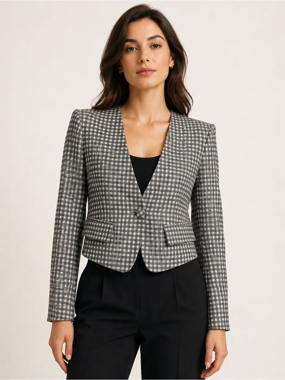 Vintage Giorgio Armani Crop Checkered Blazer Size 50